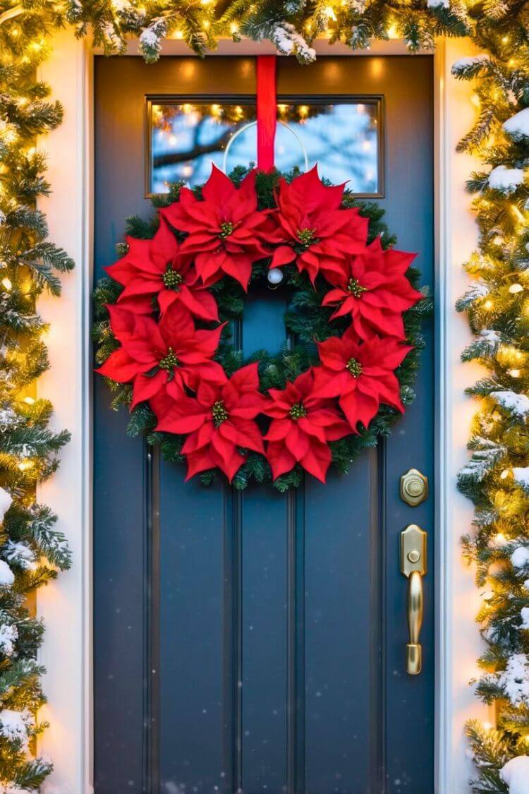 Festive Poinsettia Wreath