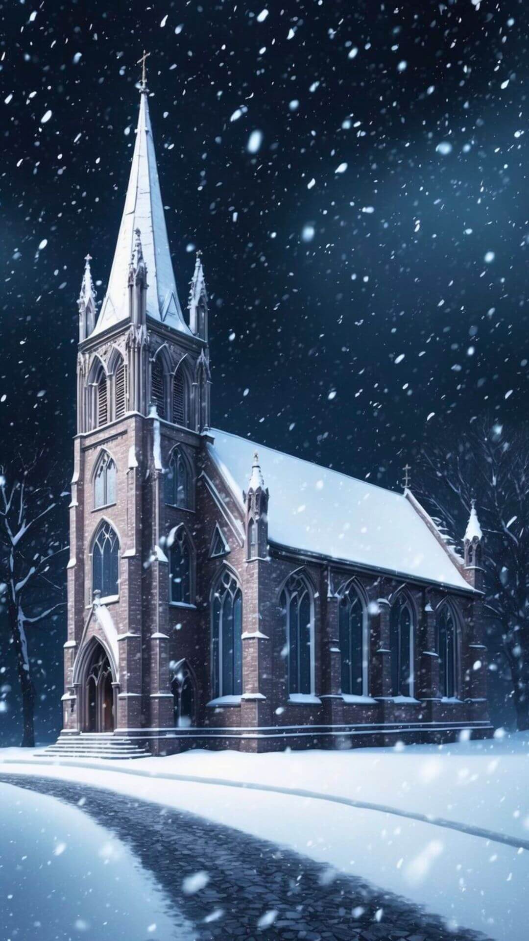 Gothic Church in Snowfall