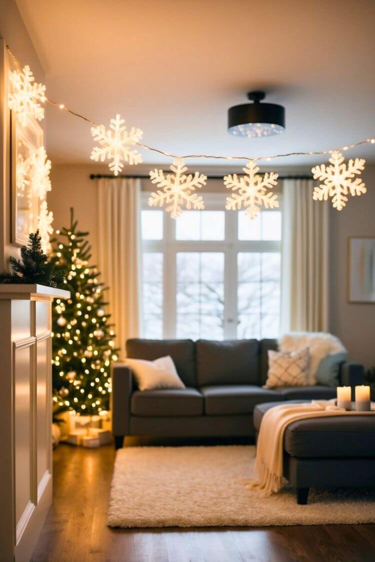 LED Snowflake String Lights