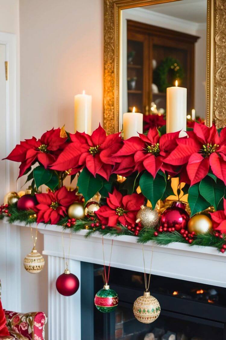 Poinsettia Mantel Decor