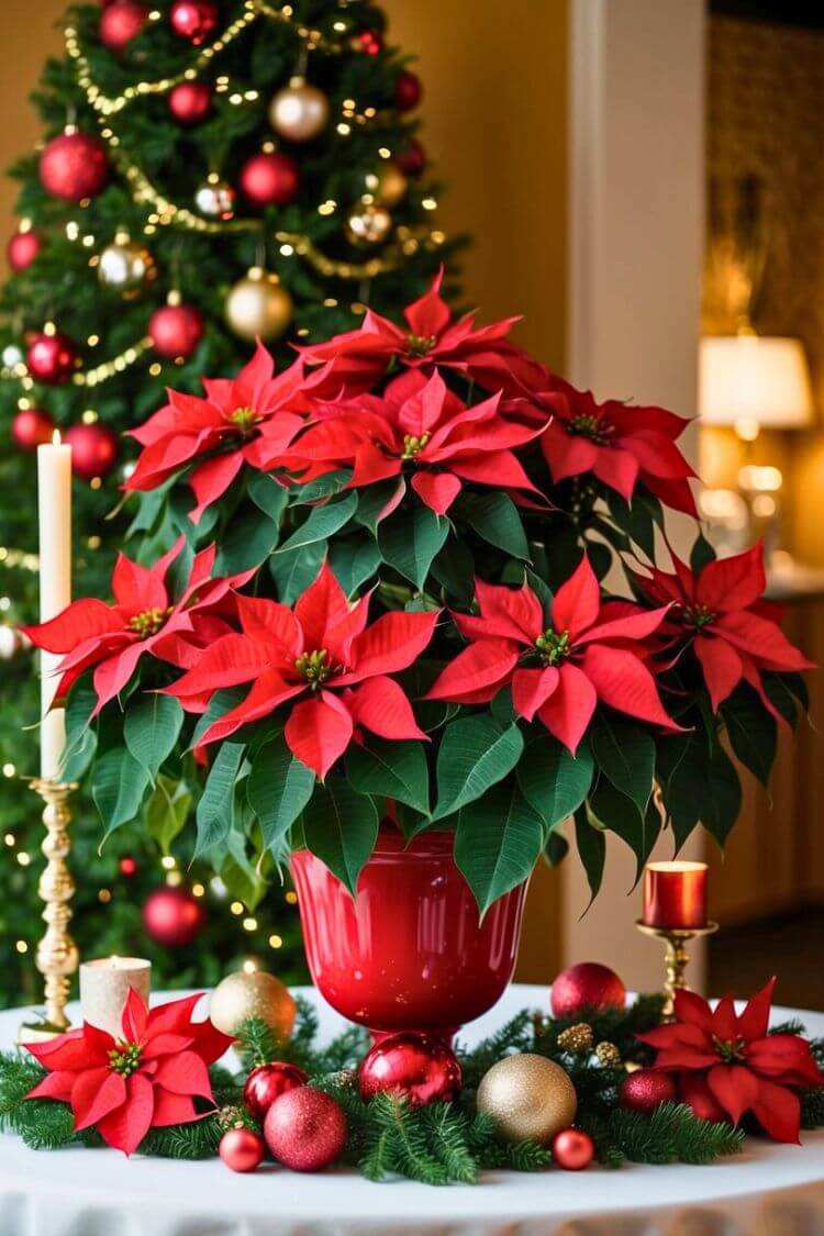 Poinsettia Table Centerpiece