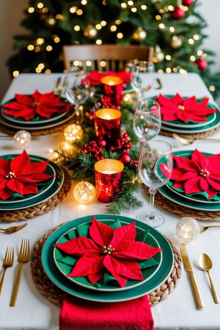 Poinsettia-Themed Dining Napkins