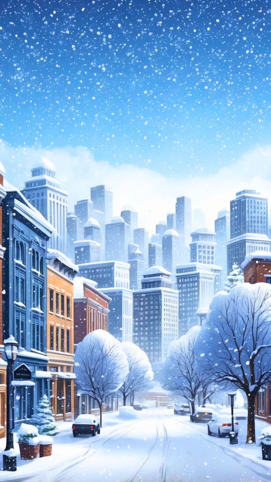 Snowfall in Cityscape