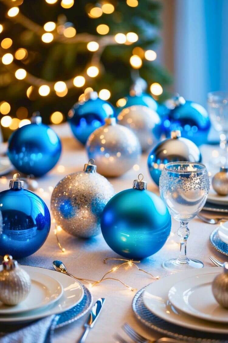 Sparkling Blue and Silver Baubles