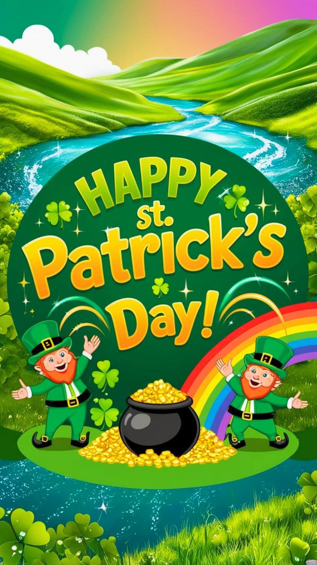 Happy St. Patrick's Day Green Landscape Wallpaper