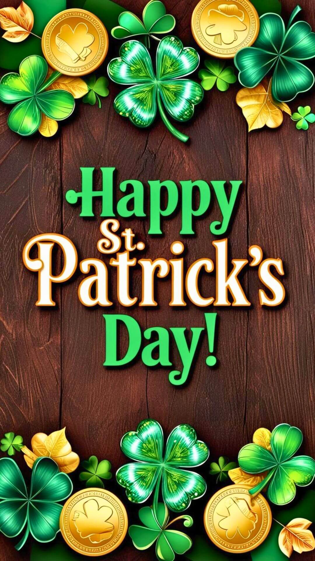 Happy St. Patrick's Day Wooden Background